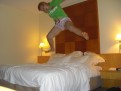 Anna enjoying her posh hotel room